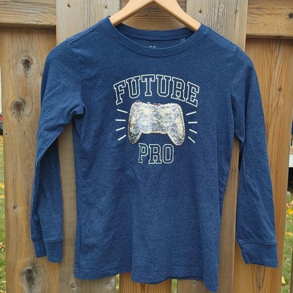 Osh Kosh FUTURE PRO Flip Sequin XBOX Controller Long Sleeve Shirt Boys Size 12 - Picture 1 of 7